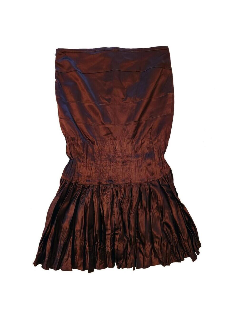 Roberto Cavalli Runway, Bronze Ruched Bustle Mermaid Skirt IT 38 F/W 2004‎ - Picture 3 of 6